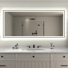 Apex-Noir 72"x32" Framed LED Lighted Bathroom Mirror