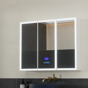 3-Door LED Mirror Cabinet with Bluetooth, Anti-Fog - Cefito