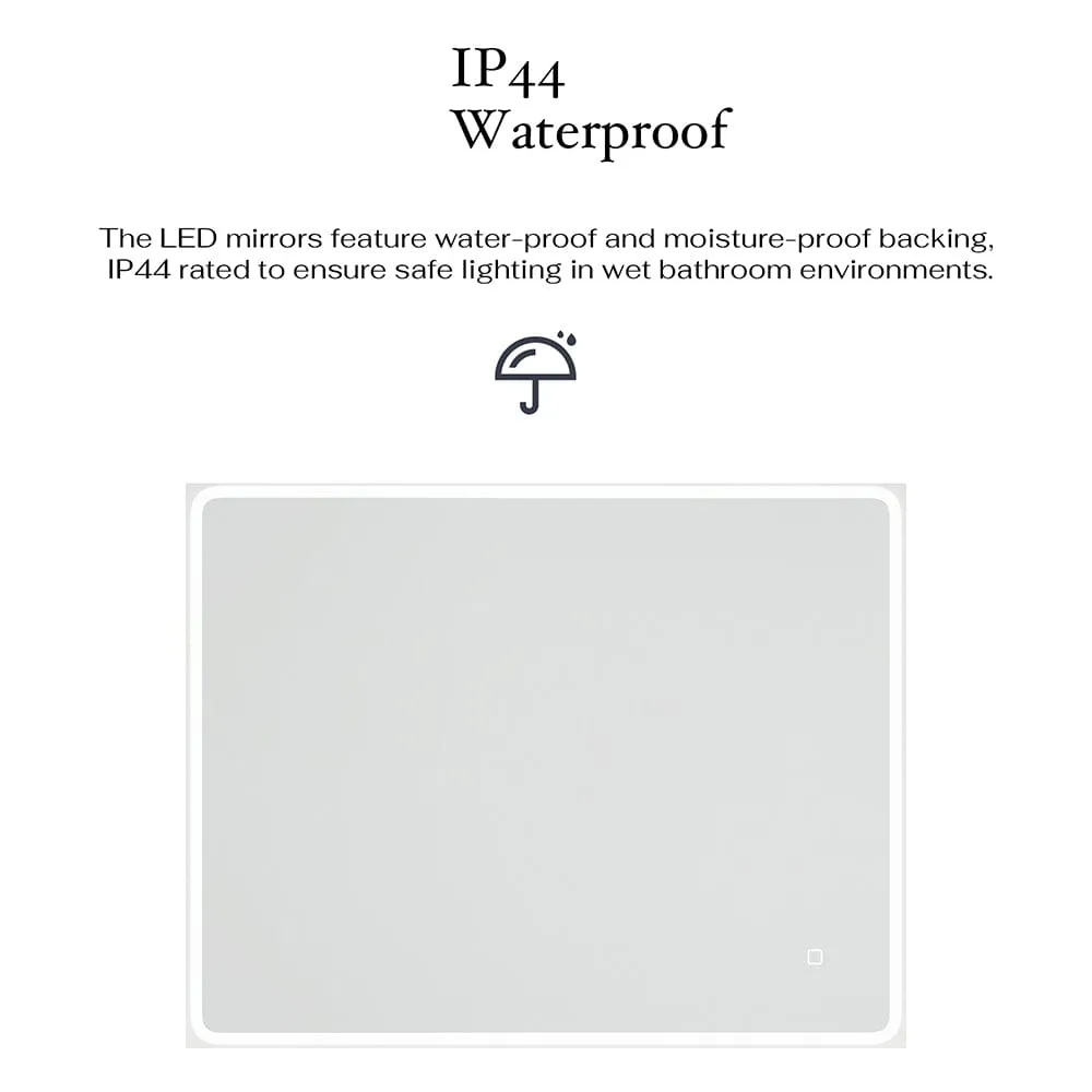 36 x 28 in. Rectangular Frameless Wall-Mount Anti-Fog LED Light Bathroom Vanity Mirror