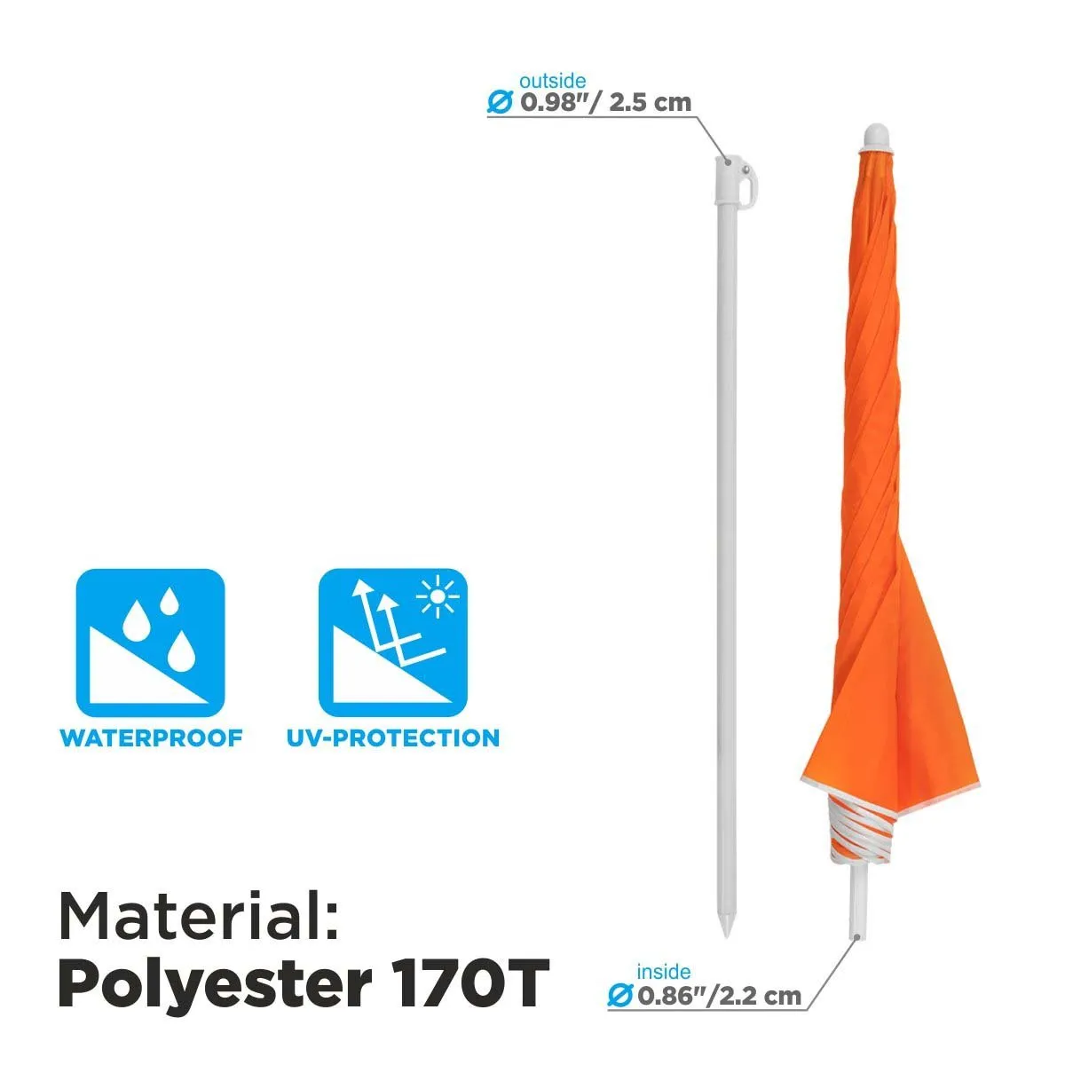 4, 5 ft Orange Folding Beach Umbrella with Carry Bag