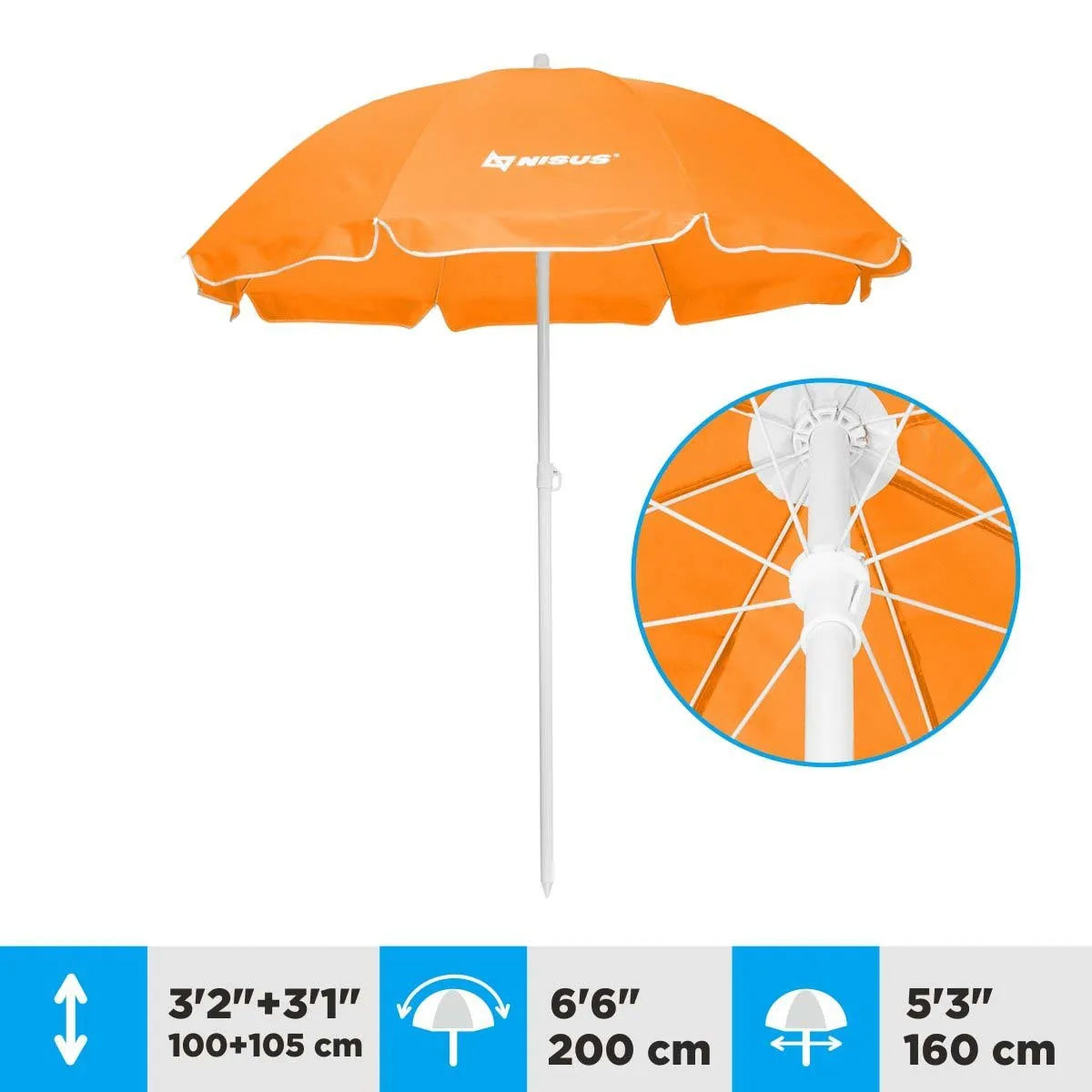 4, 5 ft Orange Folding Beach Umbrella with Carry Bag