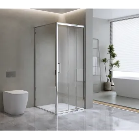 40mm Adjustable Frameless Chrome Shower Screen 120x80cm