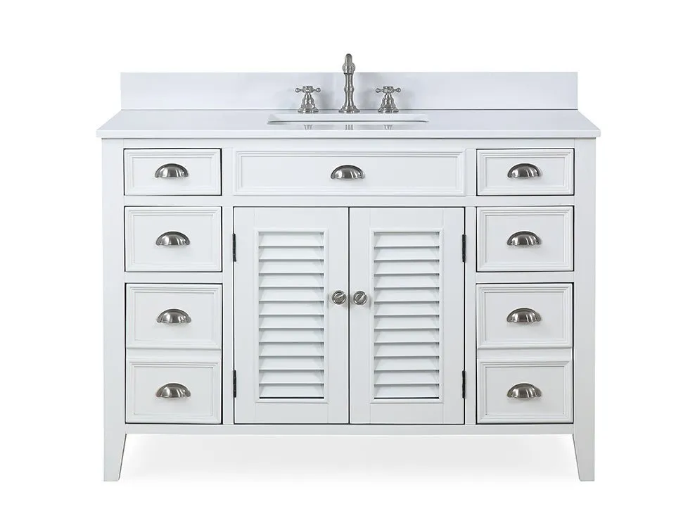 46 Inch White Zapate With Plantation Style Single Sink Bathroom Vanity