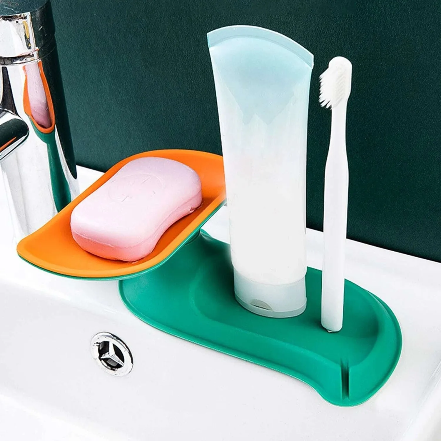 4858C Plastic Double Layer Soap Dish Holder| Decorative Storage Holder Box for Bathroom, Kitchen, Easy Cleaning ,Soap Saver.