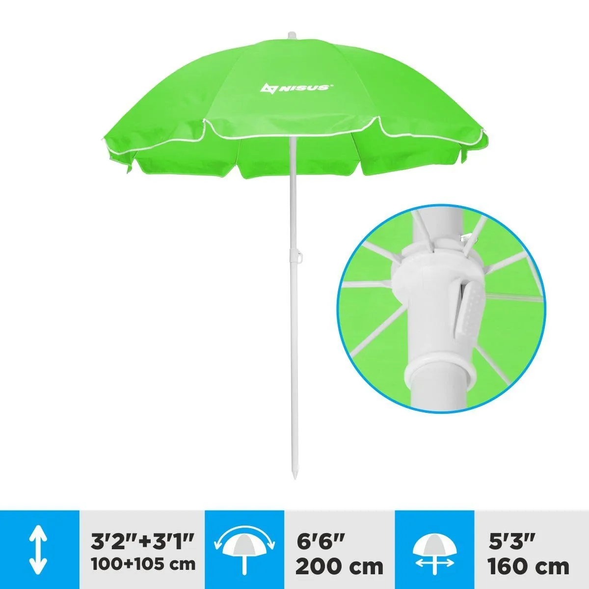 5, 6 ft Wholesale Green Folding Beach Umbrella with Carry Bag