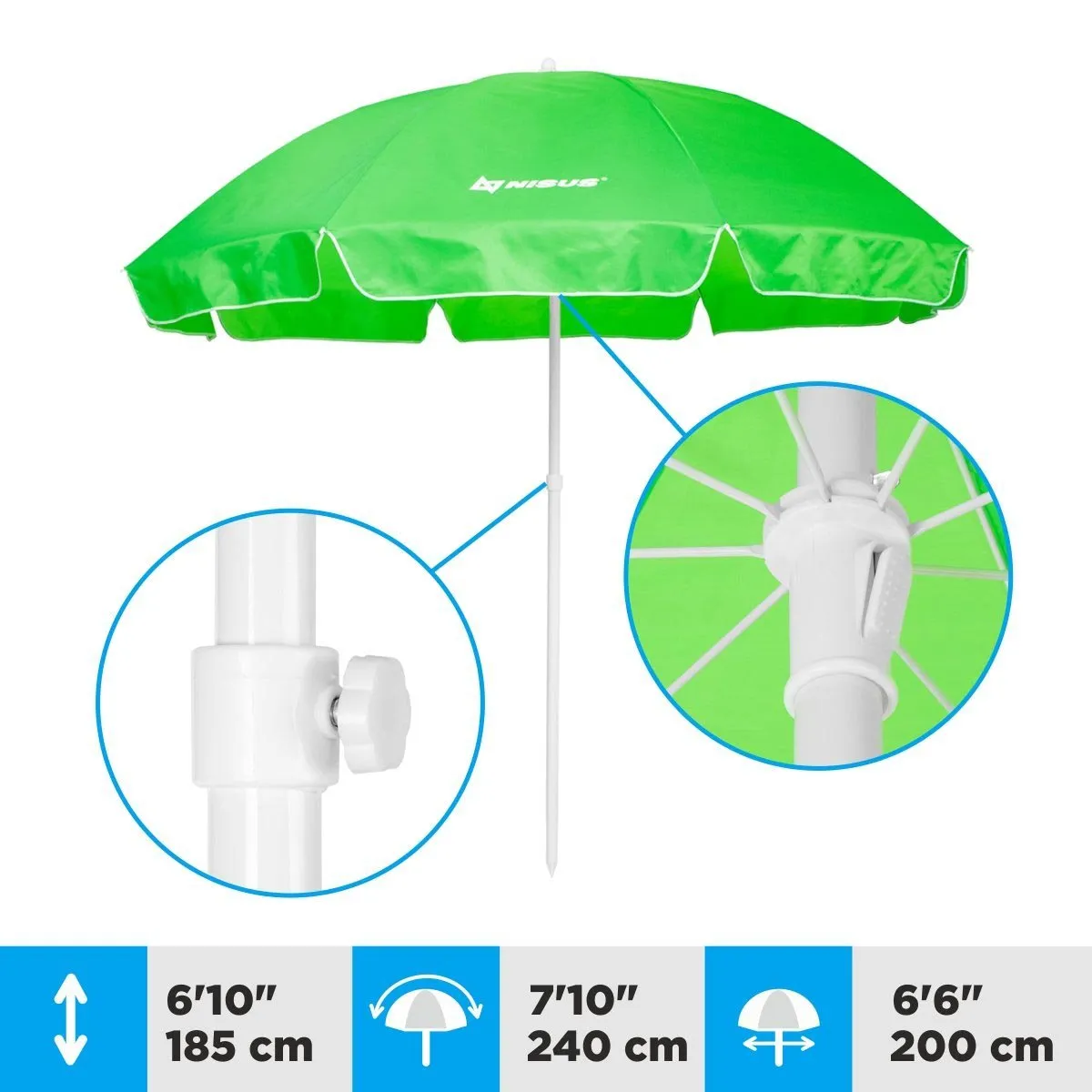 5, 6 ft Wholesale Green Folding Beach Umbrella with Carry Bag