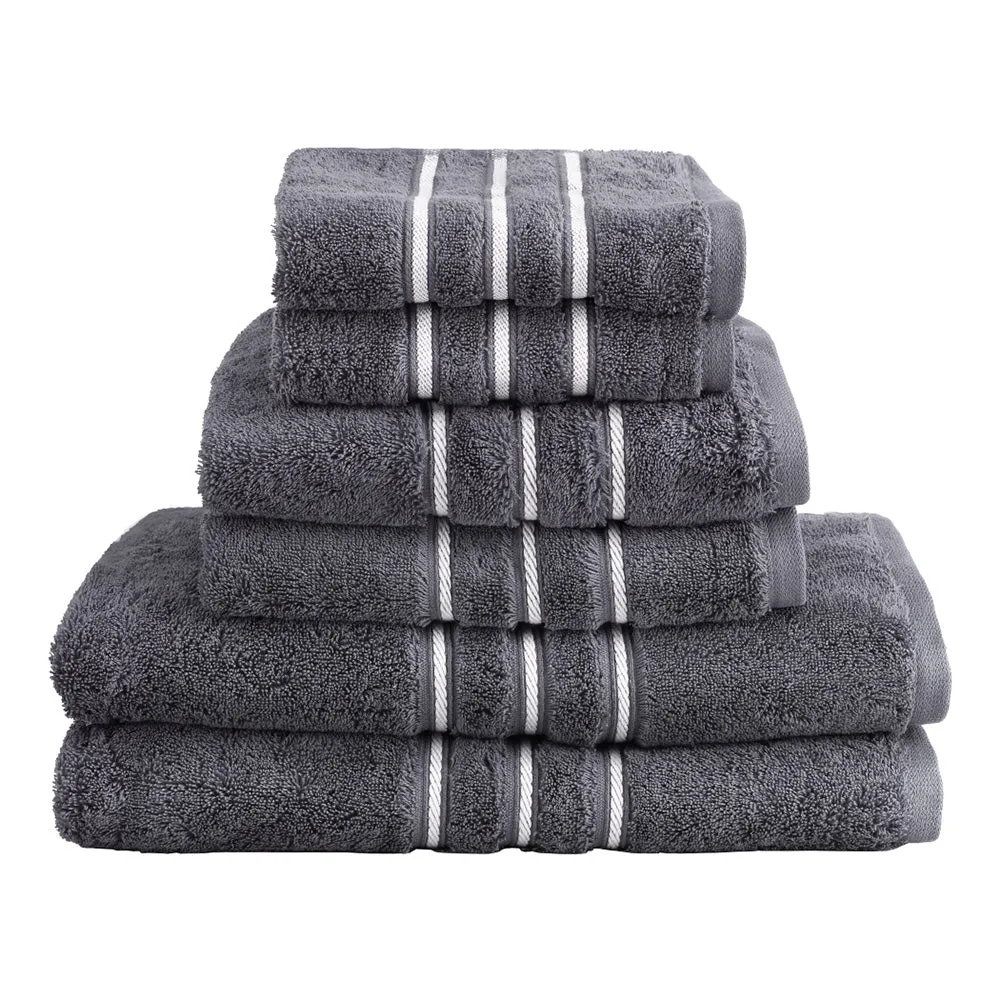 6 Pack 100% Cotton Bath Towels Set 650gsm Quick Dry Grey