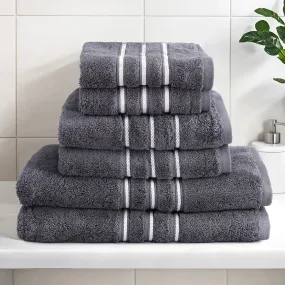 6 Pack 100% Cotton Bath Towels Set 650gsm Quick Dry Grey