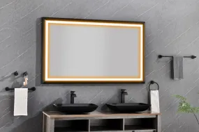 60in. W x 36in. H Oversized Rectangular Black Framed LED Mirror Anti-Fog Dimmable Wall Mount Bathroom Vanity Mirror  Wall Mirror Kit For Gym And Dance Studio 36X 60