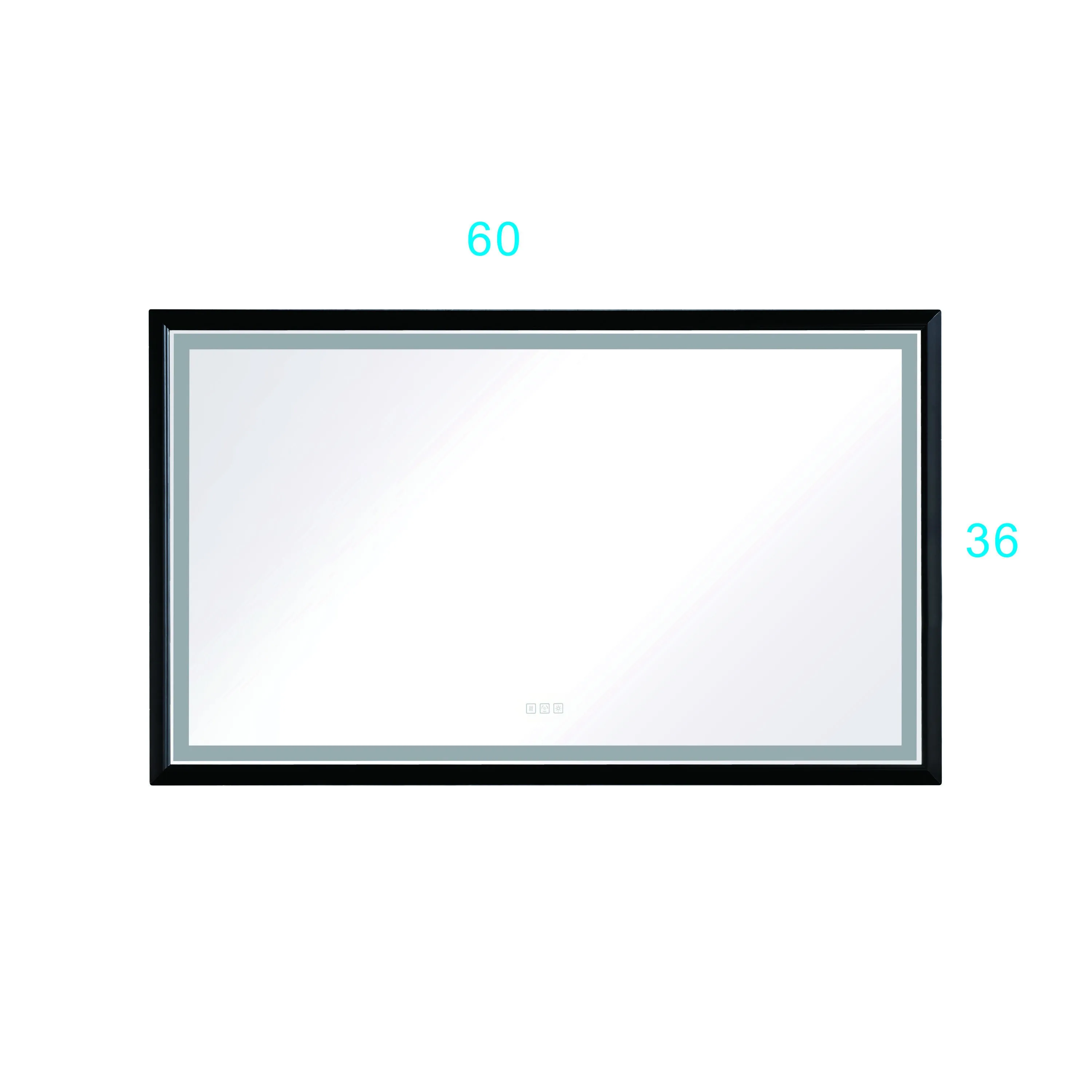 60in. W x 36in. H Oversized Rectangular Black Framed LED Mirror Anti-Fog Dimmable Wall Mount Bathroom Vanity Mirror  Wall Mirror Kit For Gym And Dance Studio 36X 60