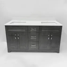 60" Shaker Vanity Double in Grey