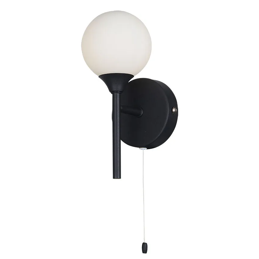 Acqua Globe Bathroom Wall Light - Black Finish IP44