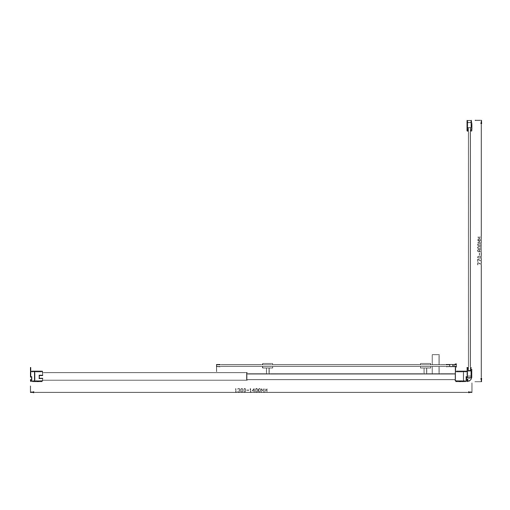 Adjustable 1400x800mm Single Door Corner Sliding Glass Shower Screen in Black