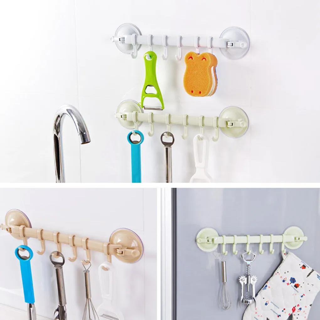 Adjustable Hook Double Suction Towel Rack