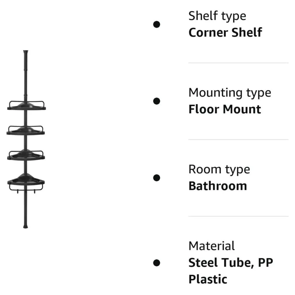 Adjustable Rust-Resistant Bathroom Corner Shelf with 4 Trays - SONGMICS