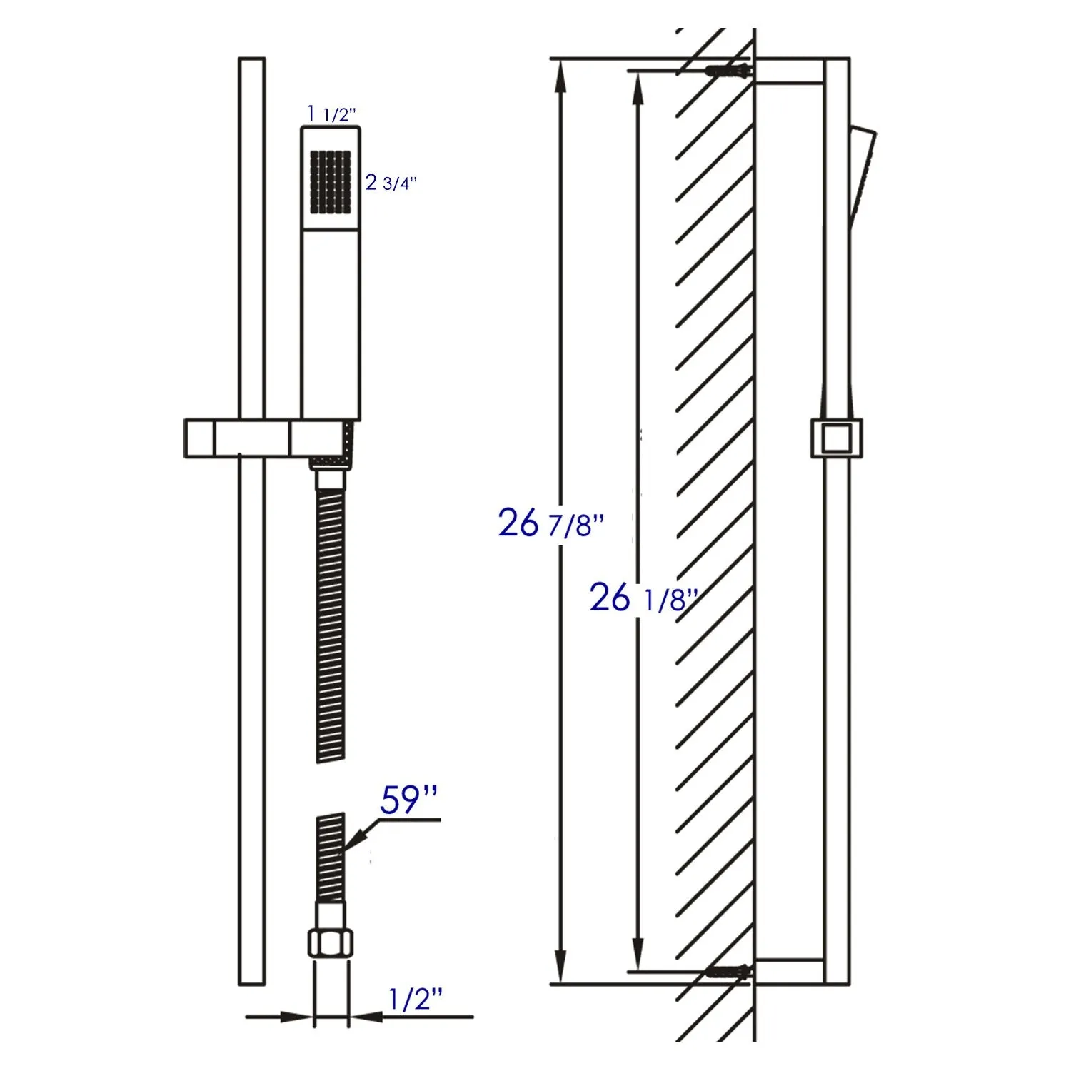 ALFI AB7606-BN Brushed Nickel Sliding Rail Hand Held Shower Head Set with Hose