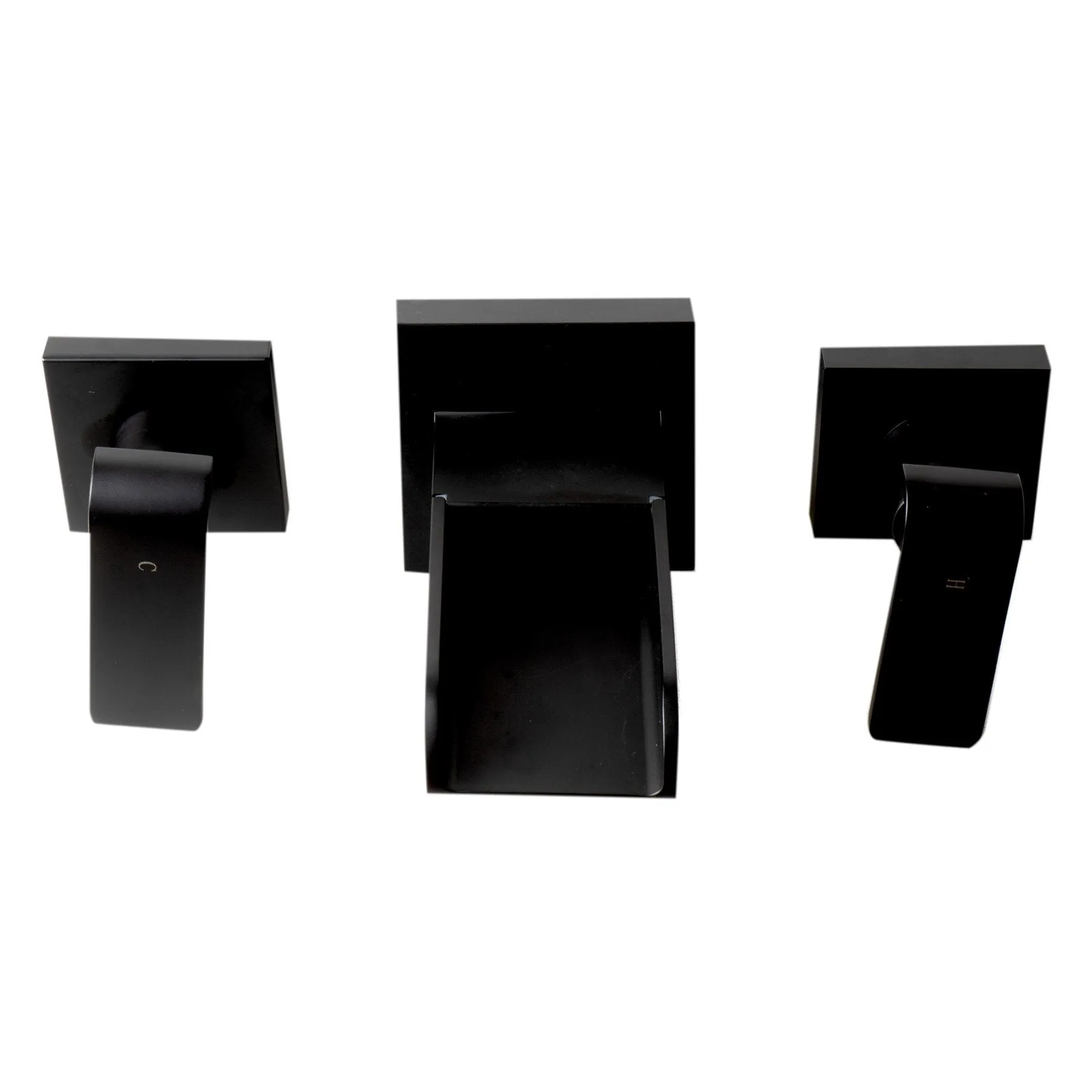 ALFI Brand AB1796-BM Black Matte Widespread Wall Mounted Modern Waterfall Bathroom Faucet