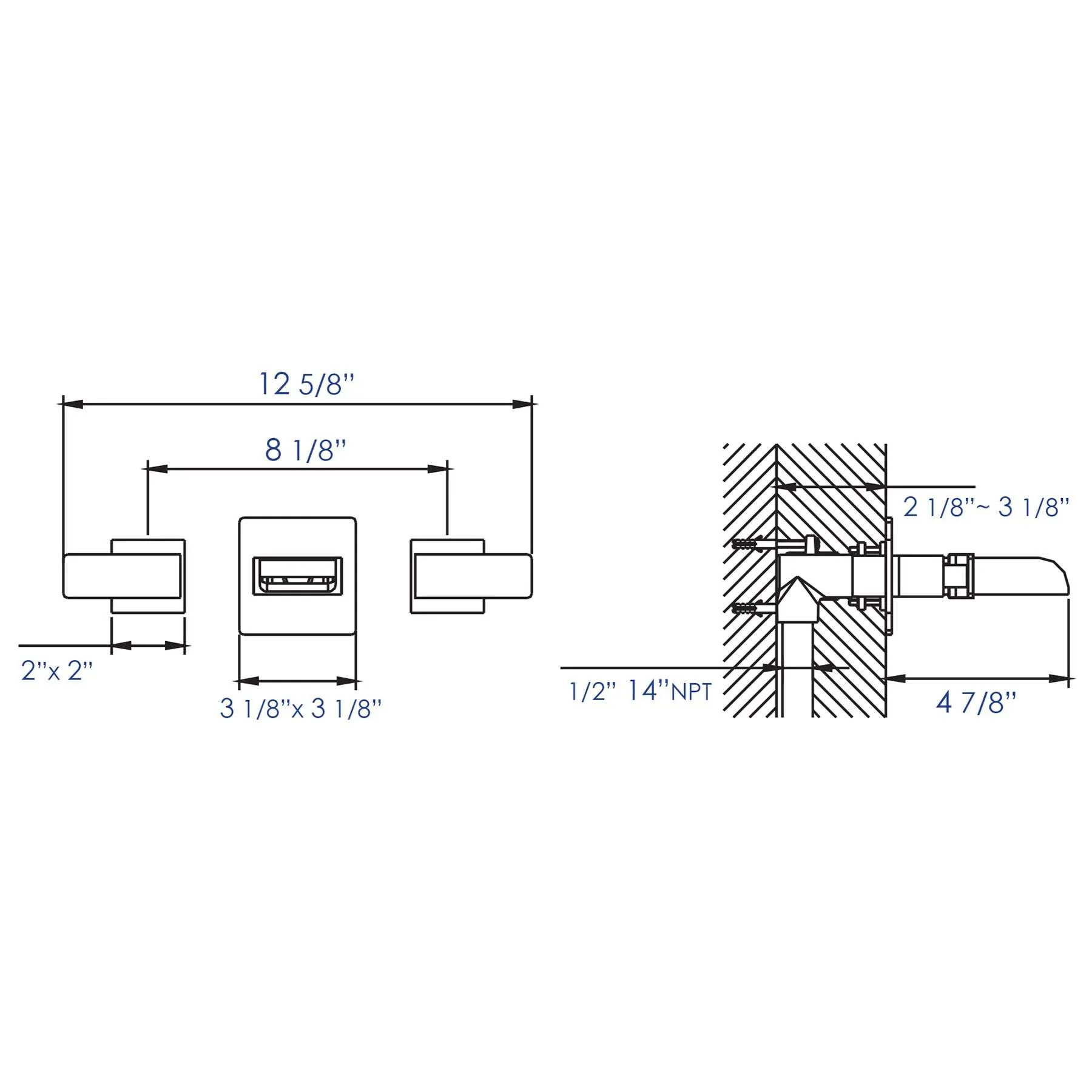 ALFI Brand AB1796-BM Black Matte Widespread Wall Mounted Modern Waterfall Bathroom Faucet