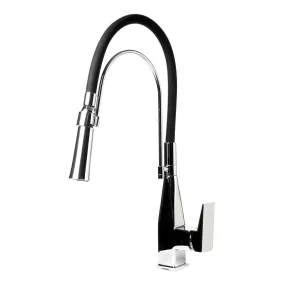 ALFI Brand ABKF3023-PC Polished Chrome Square Kitchen Faucet with Black Rubber Stem