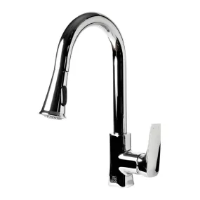 ALFI Brand ABKF3889-PC Polished Chrome Square Gooseneck Pull Down Kitchen Faucet