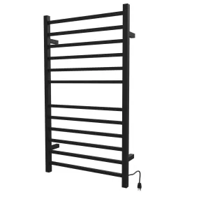 Amba RSWHL-MB Radiant Large Square Hardwired   Plug-in Combo 12 Bar Towel Warmer in Matte Black