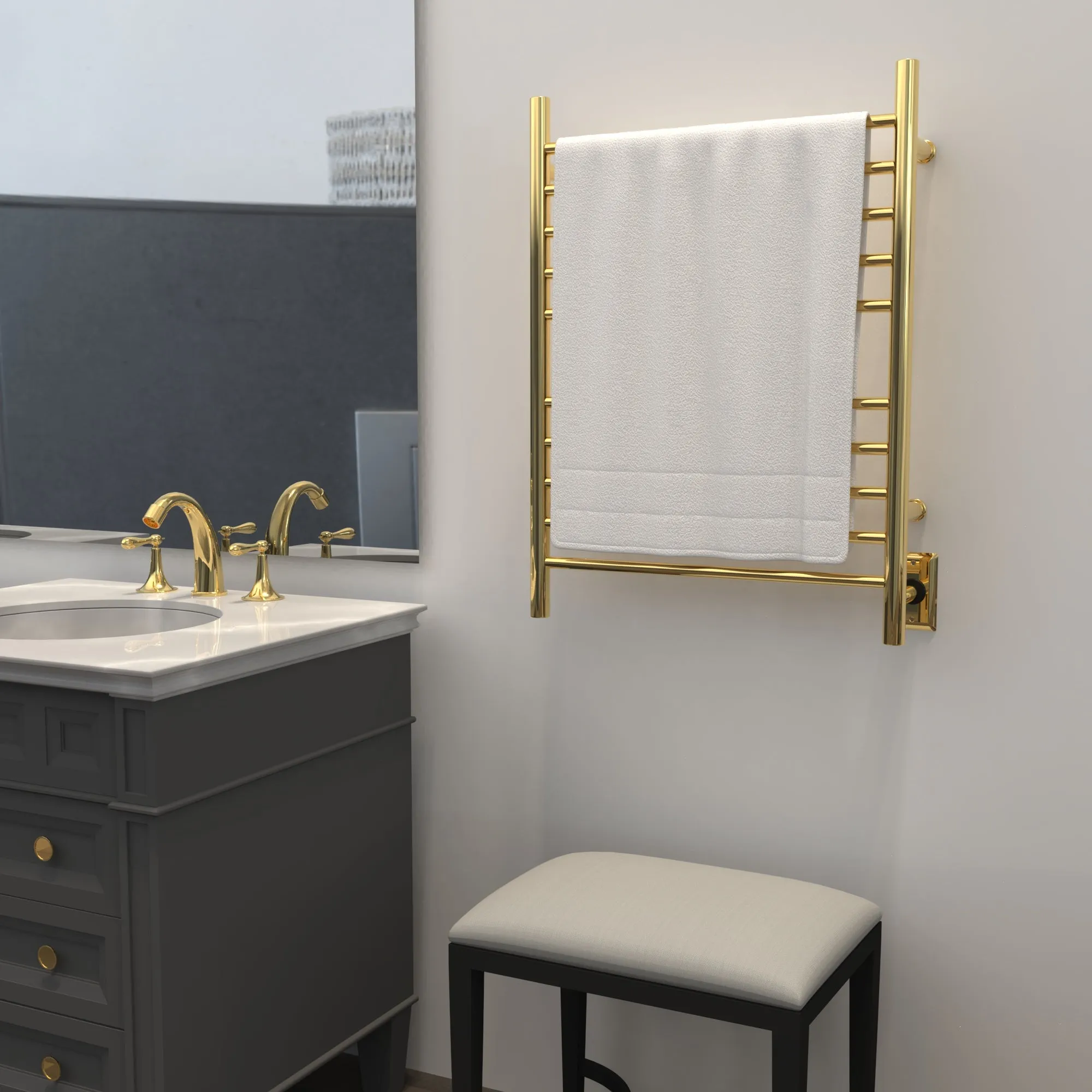 Amba RWH-SPG Radiant Hardwired   Plug-in Combo Straight 10 Bar Towel Warmer in Polished Gold