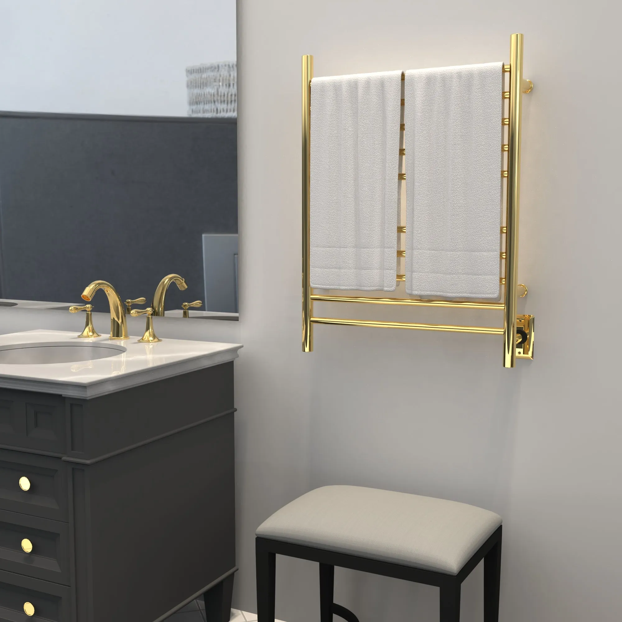 Amba RWH-SPG Radiant Hardwired   Plug-in Combo Straight 10 Bar Towel Warmer in Polished Gold