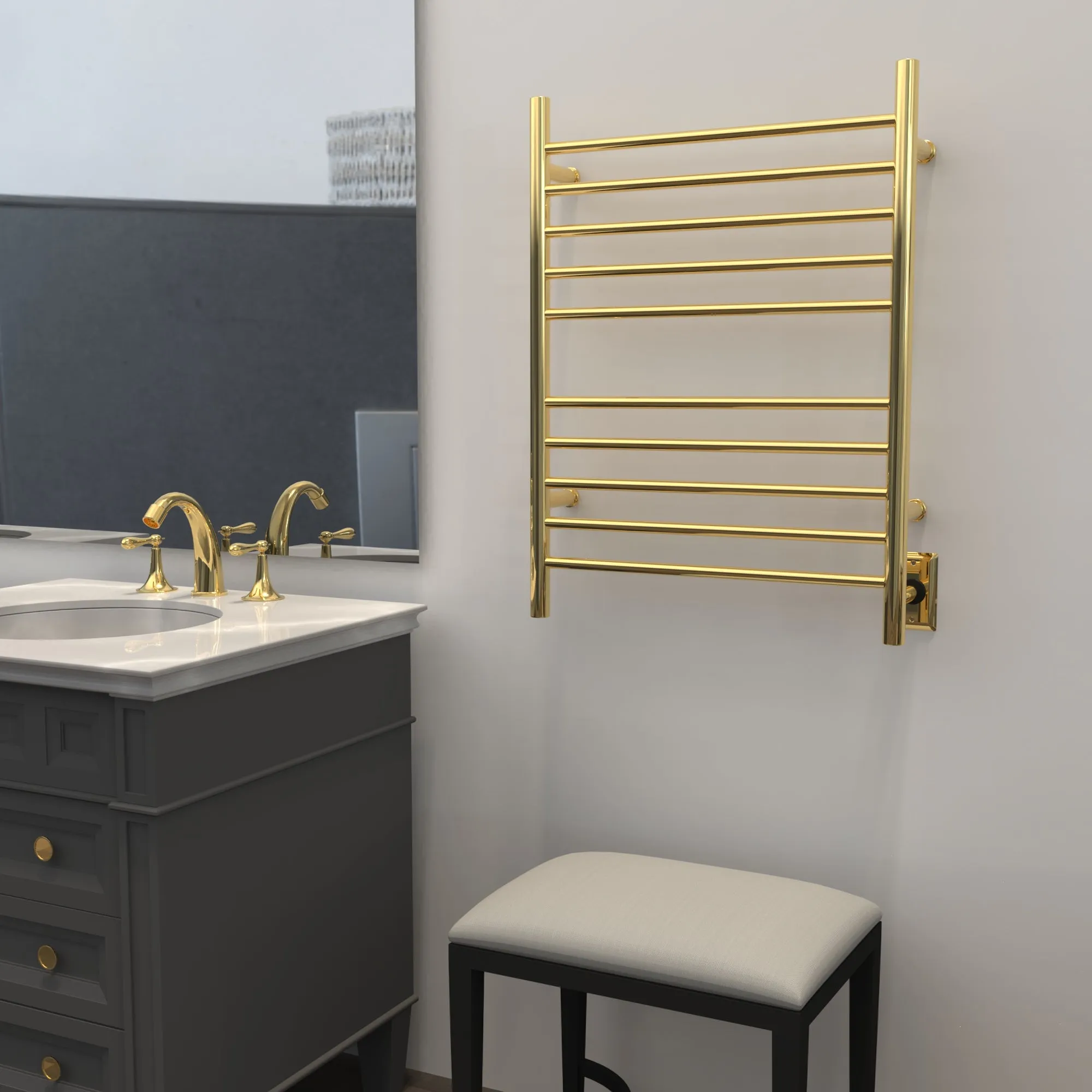 Amba RWH-SPG Radiant Hardwired   Plug-in Combo Straight 10 Bar Towel Warmer in Polished Gold