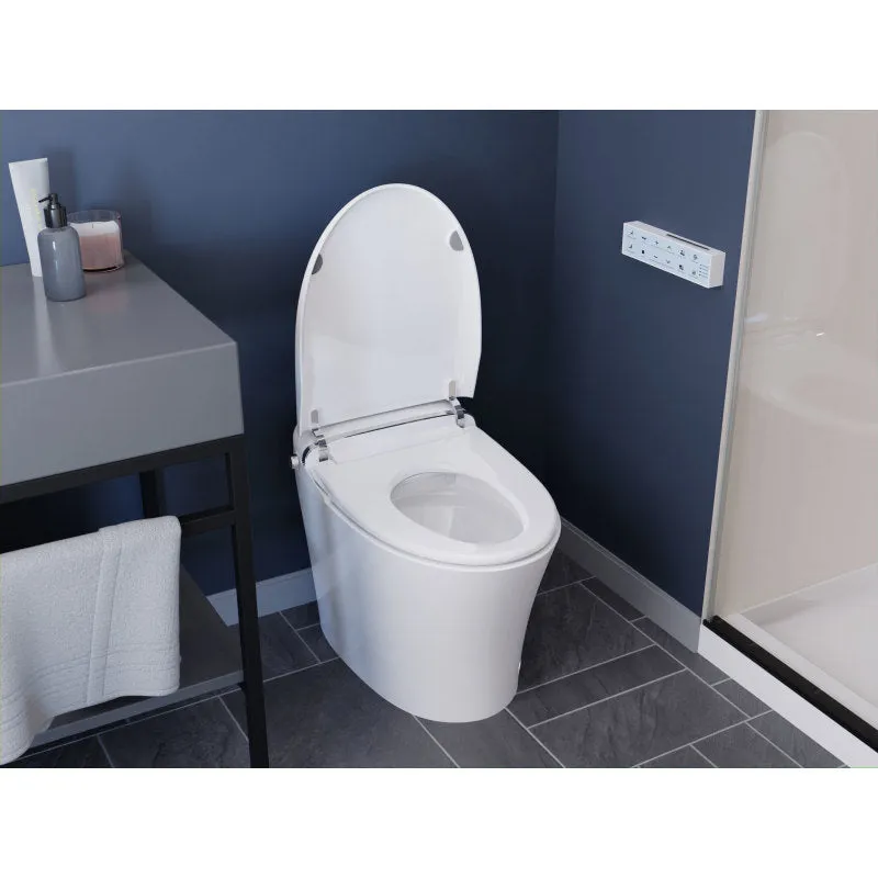 ANZZI ENVO Aura Elongated 1.28 GPF Smart Bidet Toilet in White with Remote Control, Auto Flush, Heated Seat, and Deodorizer