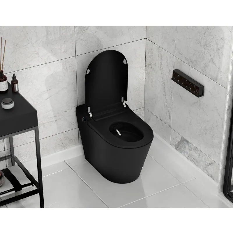 ANZZI ENVO Echo Elongated 1.28 GPF Smart Bidet Toilet in Matte Black with Auto Open, Auto Close, Auto Flush, and Heated Seat