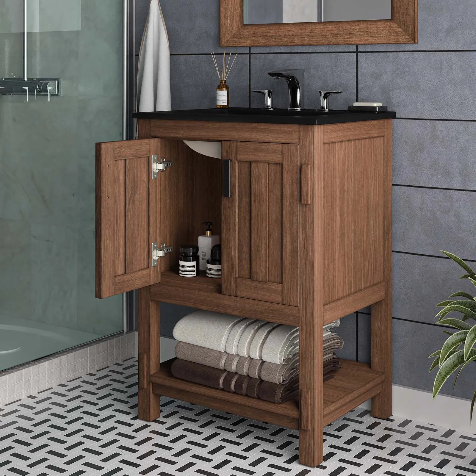 Ashlyn 24” Wood Bathroom Vanity Cabinet (Sink Basin Not Included) by Modway