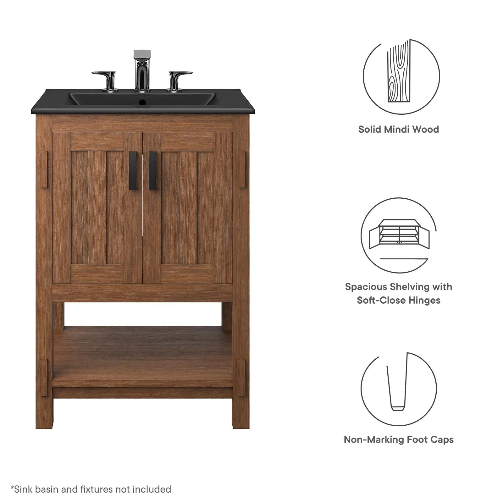 Ashlyn 24” Wood Bathroom Vanity Cabinet (Sink Basin Not Included) by Modway