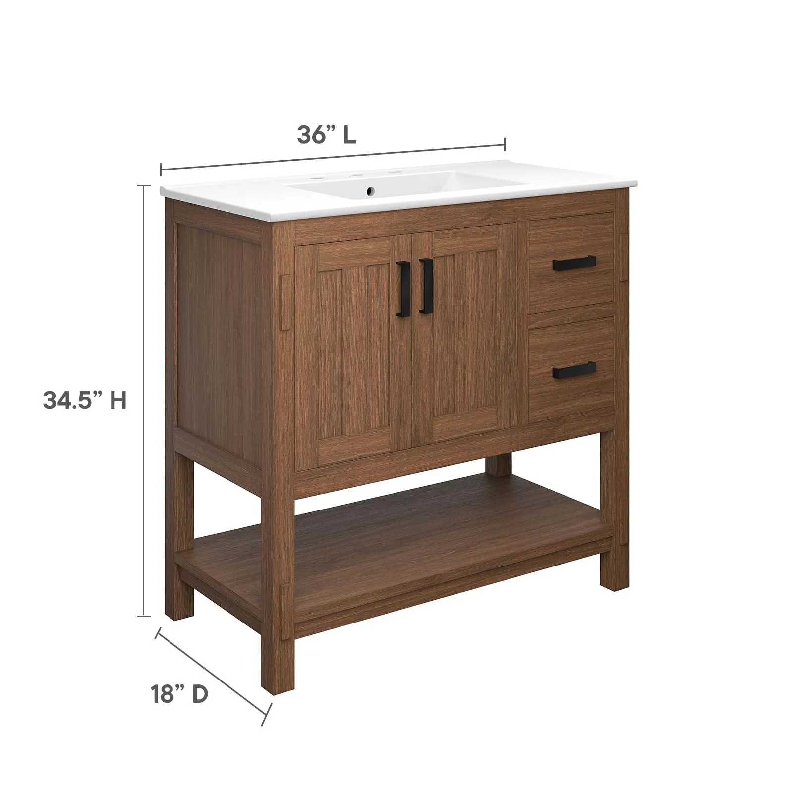 Ashlyn 36” Wood Bathroom Vanity by Modway