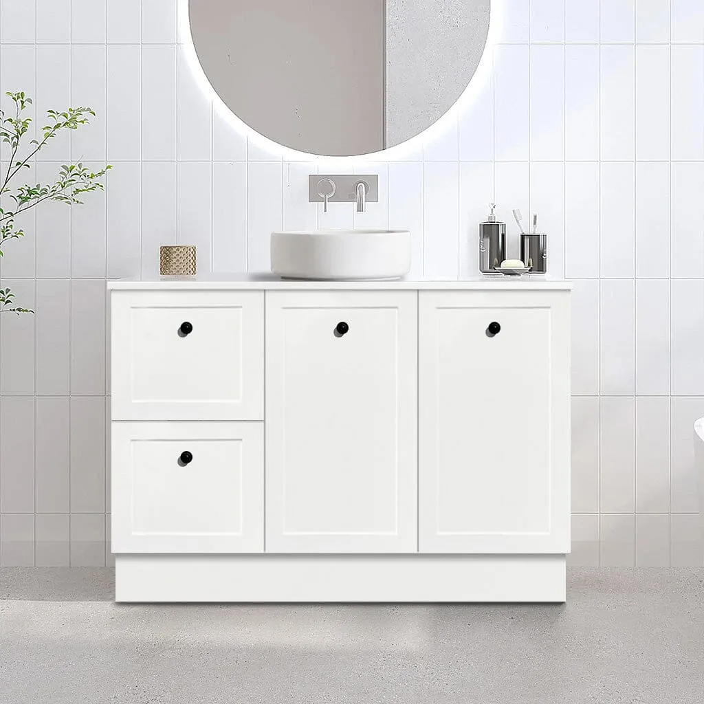 AUSTIN 1200mm Floor Standing Bathroom Vanity (Left Hand)   Bliss Stone Top