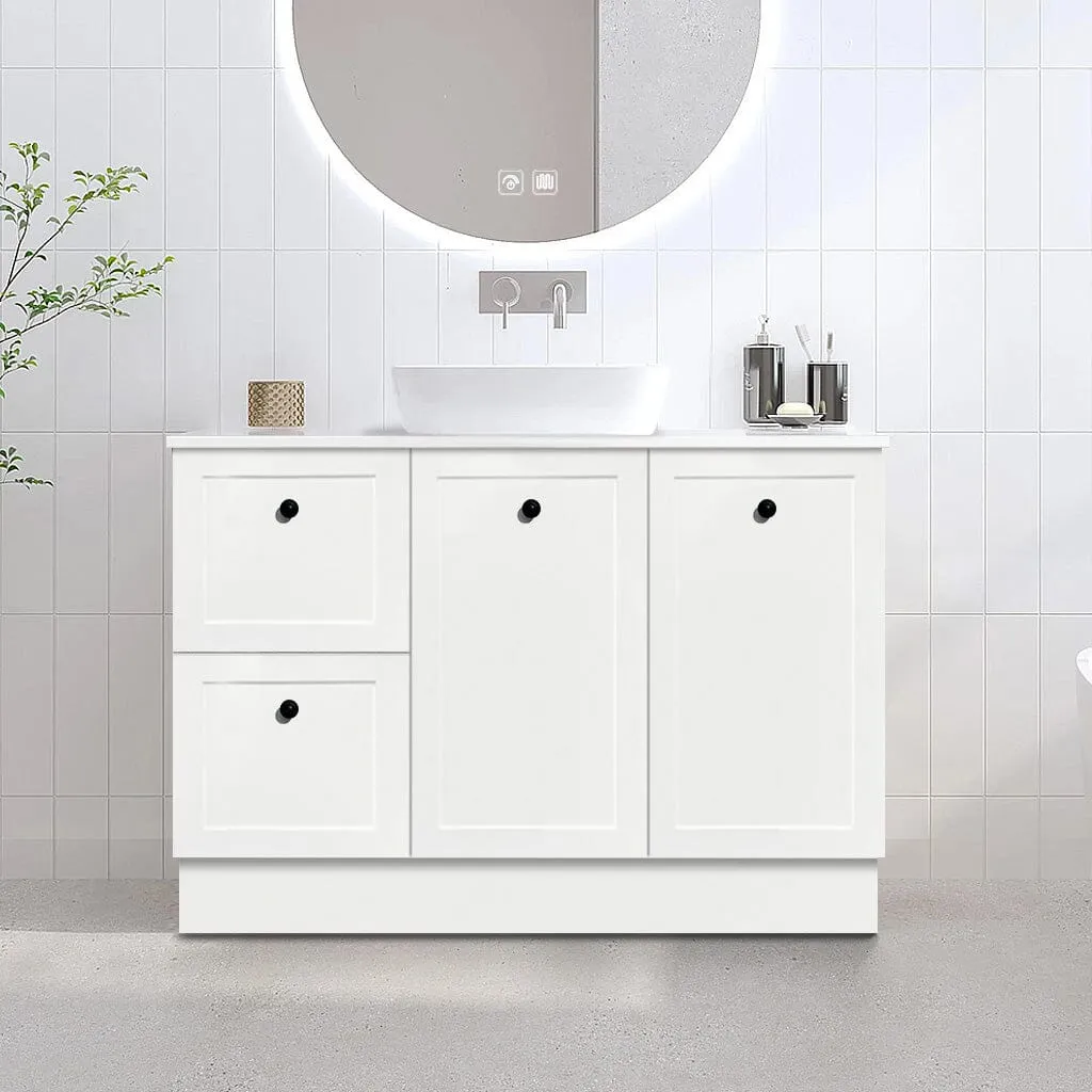 AUSTIN 1200mm Floor Standing Bathroom Vanity (Left Hand)   Bliss Stone Top