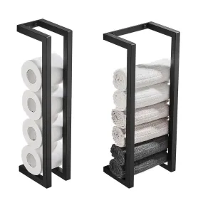 Black Towel Rack Holder Stainless Steel Wall-mounted Storage Rack