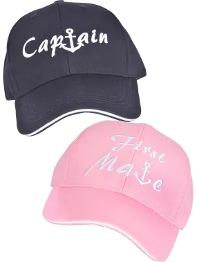 Captain & First Mate Hats Baseball Caps Pack Of 2 Nautical Marine Sailor Hats