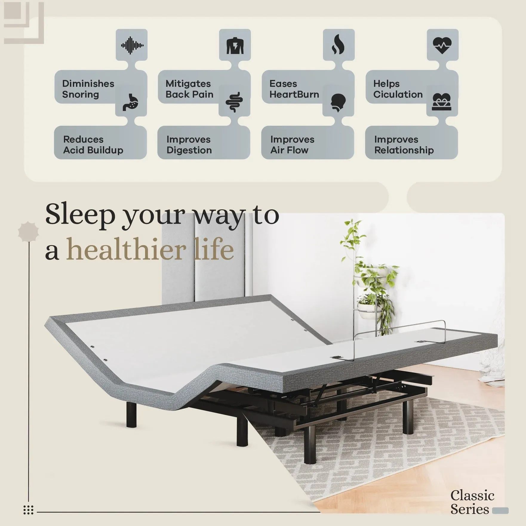 Classic Series Adjustable Bed Base   Choice of Mattress Bundle