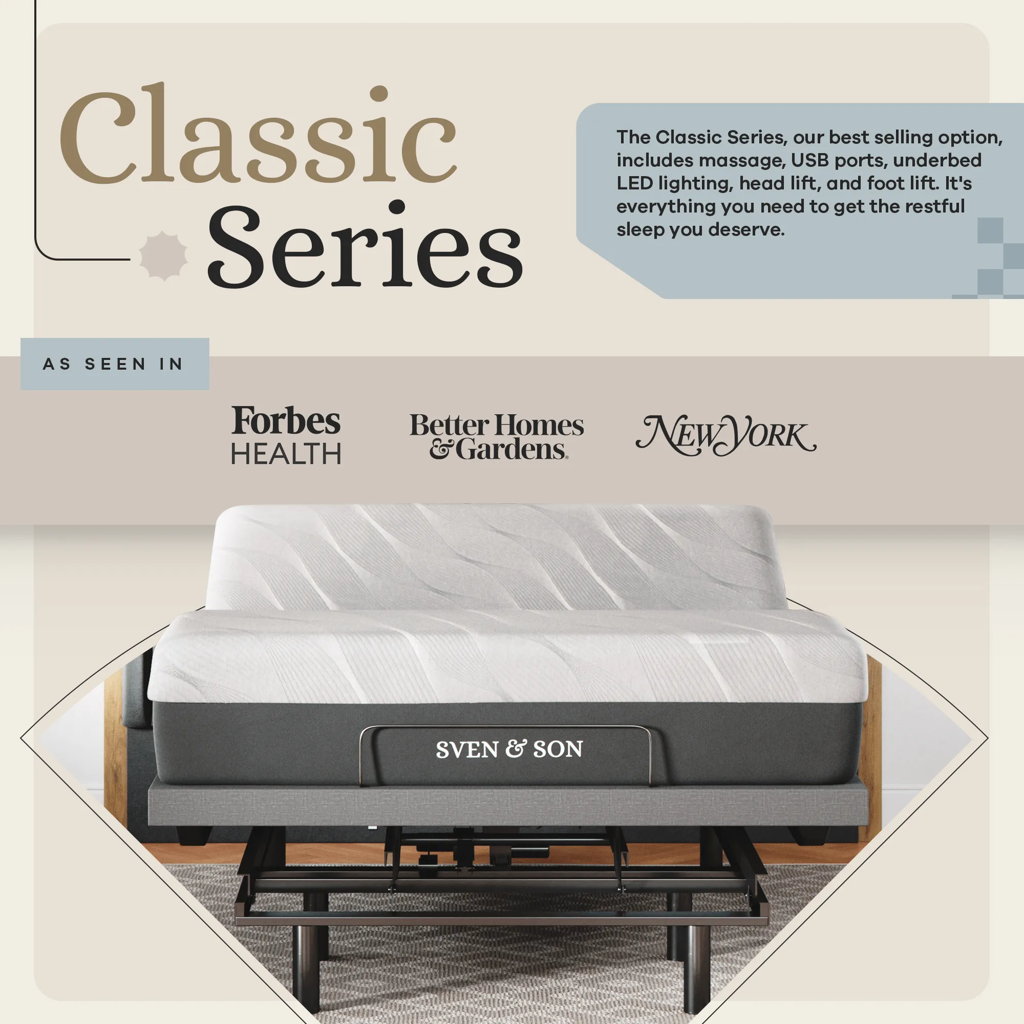 Classic Series Adjustable Bed Base   Choice of Mattress Bundle