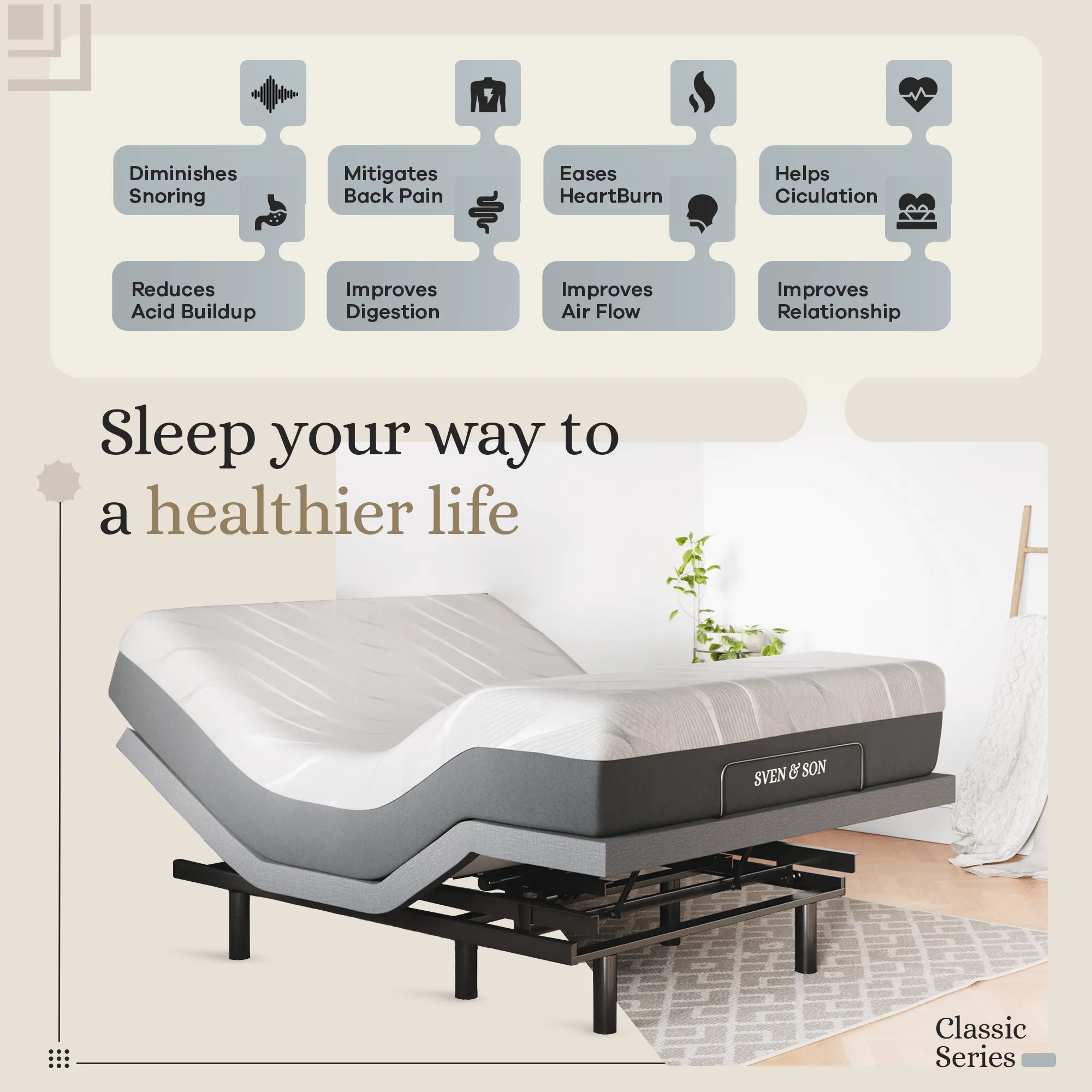 Classic Series Adjustable Bed Base   Choice of Mattress Bundle