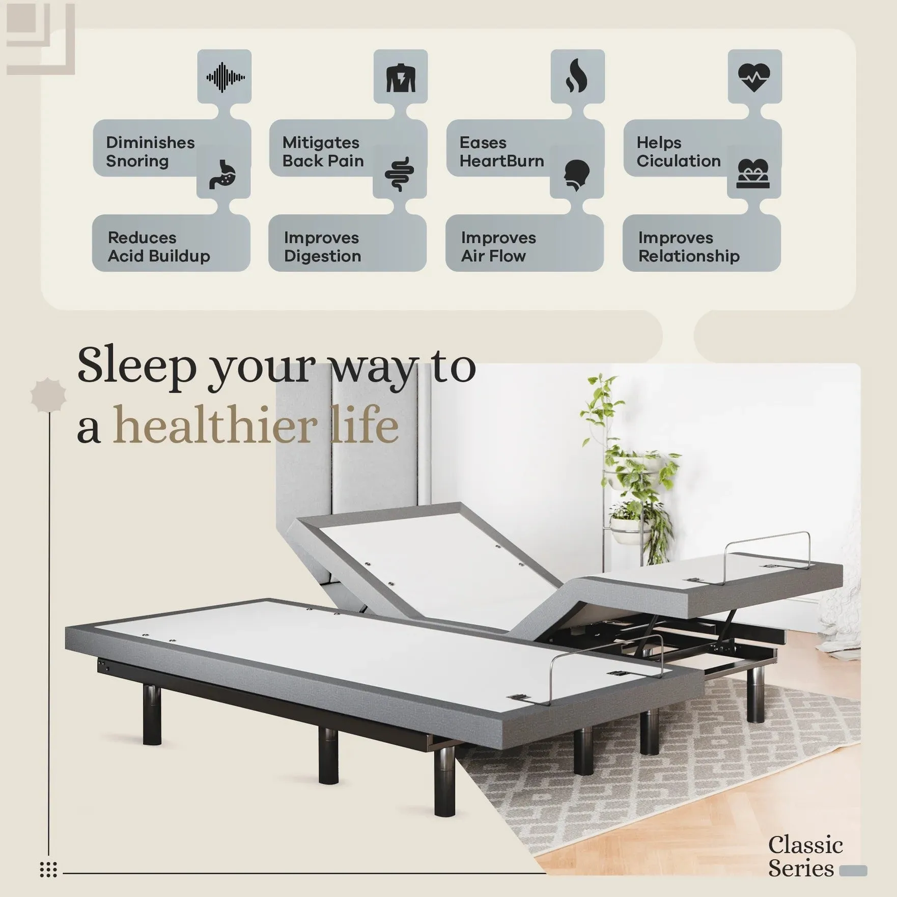 Classic Series Adjustable Bed Base   Choice of Mattress Bundle