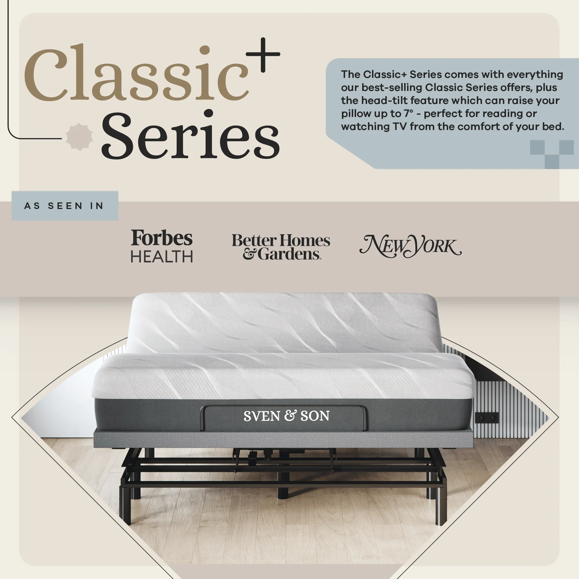 ClassicPlus  Series Adjustable Bed Base   Choice of Mattress Bundle