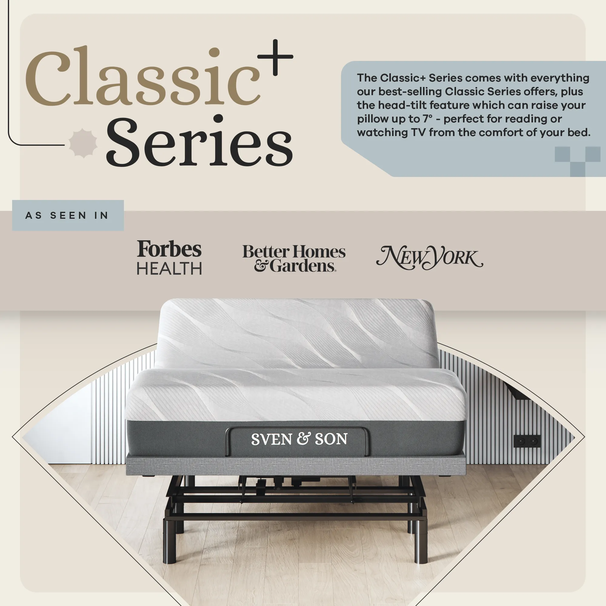 ClassicPlus  Series Adjustable Bed Base   Choice of Mattress Bundle