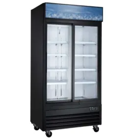 Coldline G40S-B 40" Two Glass Sliding Door Merchandiser Refrigerator with LED Lighting - Black