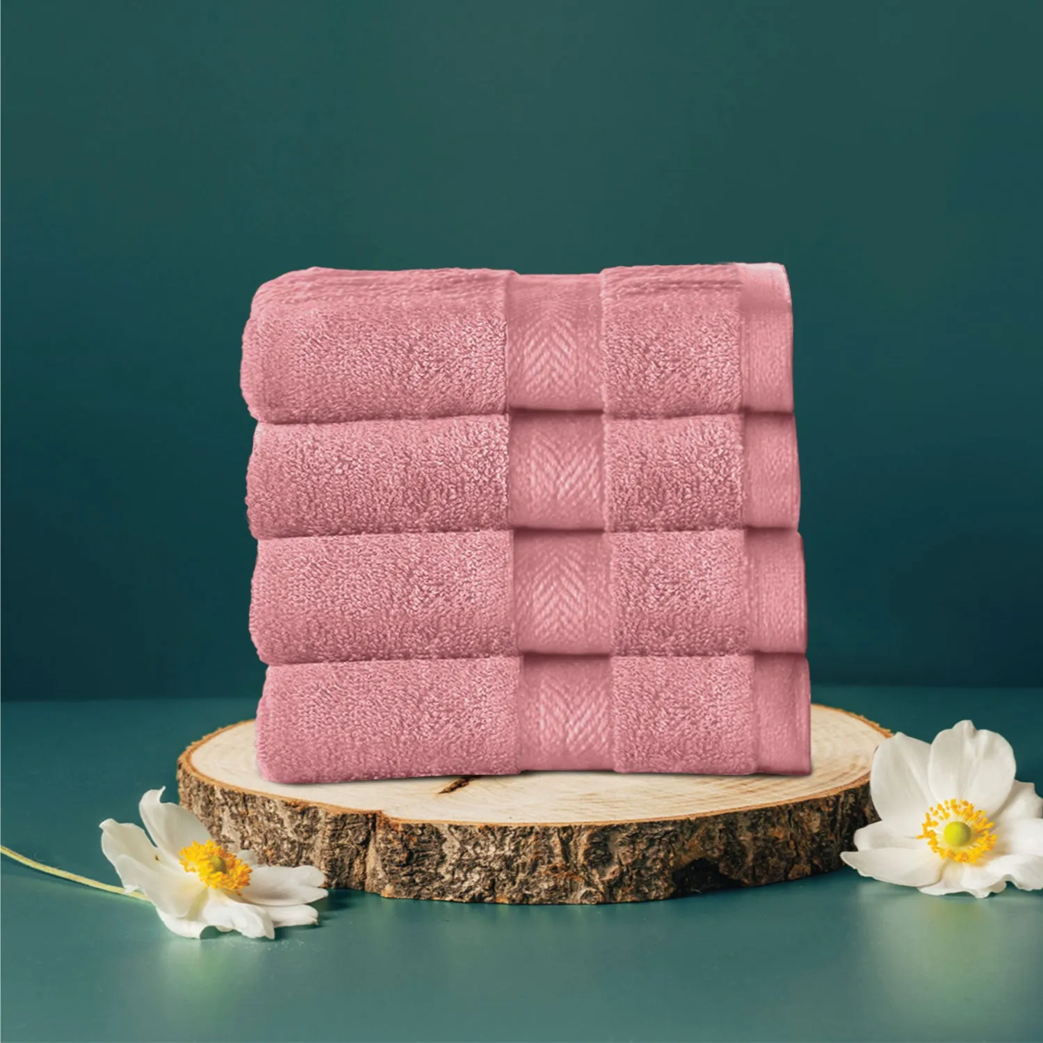 Cotton Face Towel 30x30 CM 4 Piece Set-Soft Feel, Quick Dry, Highly Absorbent Durable Towels