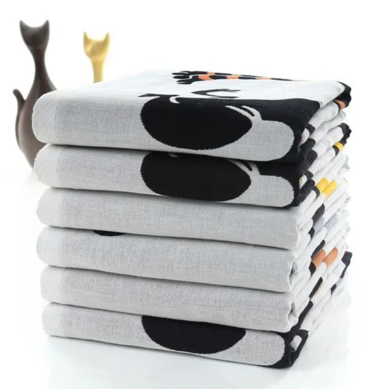 Cute Cats Quick Dry Woven Cotton Towels Cat Lovers Gifts