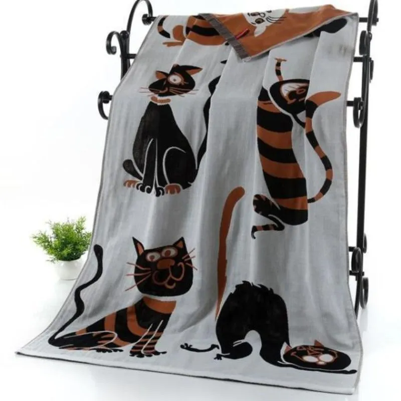 Cute Cats Quick Dry Woven Cotton Towels Cat Lovers Gifts