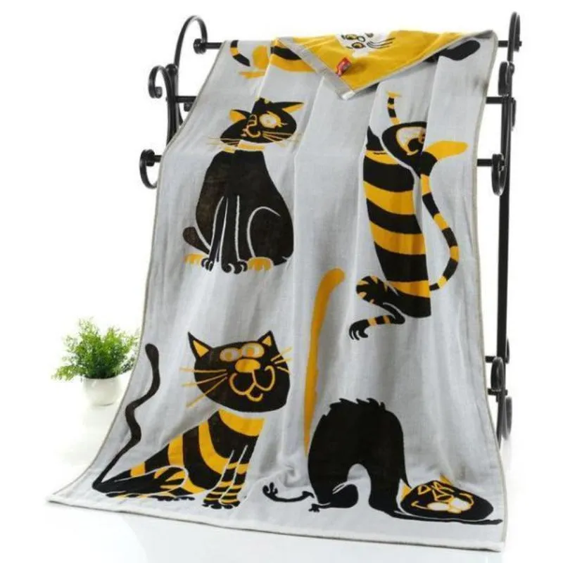 Cute Cats Quick Dry Woven Cotton Towels Cat Lovers Gifts