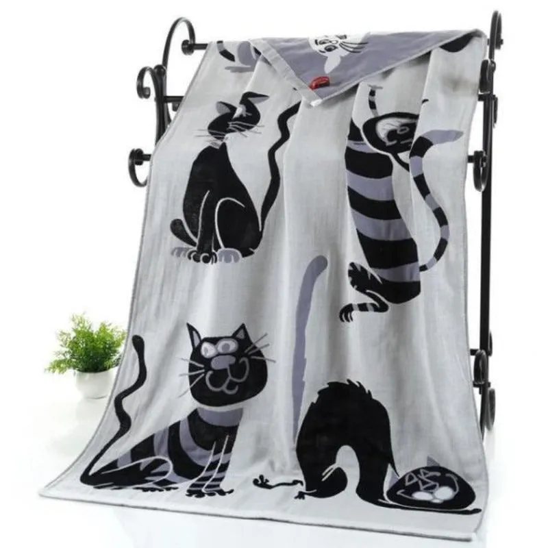 Cute Cats Quick Dry Woven Cotton Towels Cat Lovers Gifts