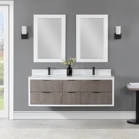 Dione 60" Double Bathroom Vanity Set with Aosta White Stone Countertop